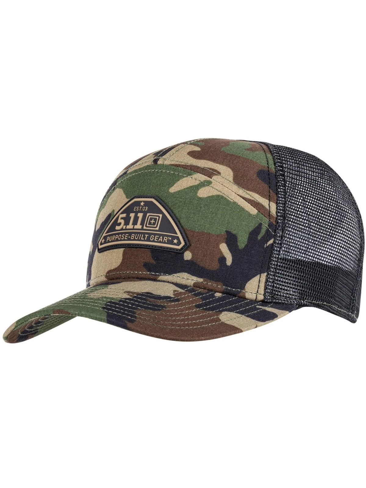 5.11 - Pbg Woodland 7 Panel Cap - Woodland