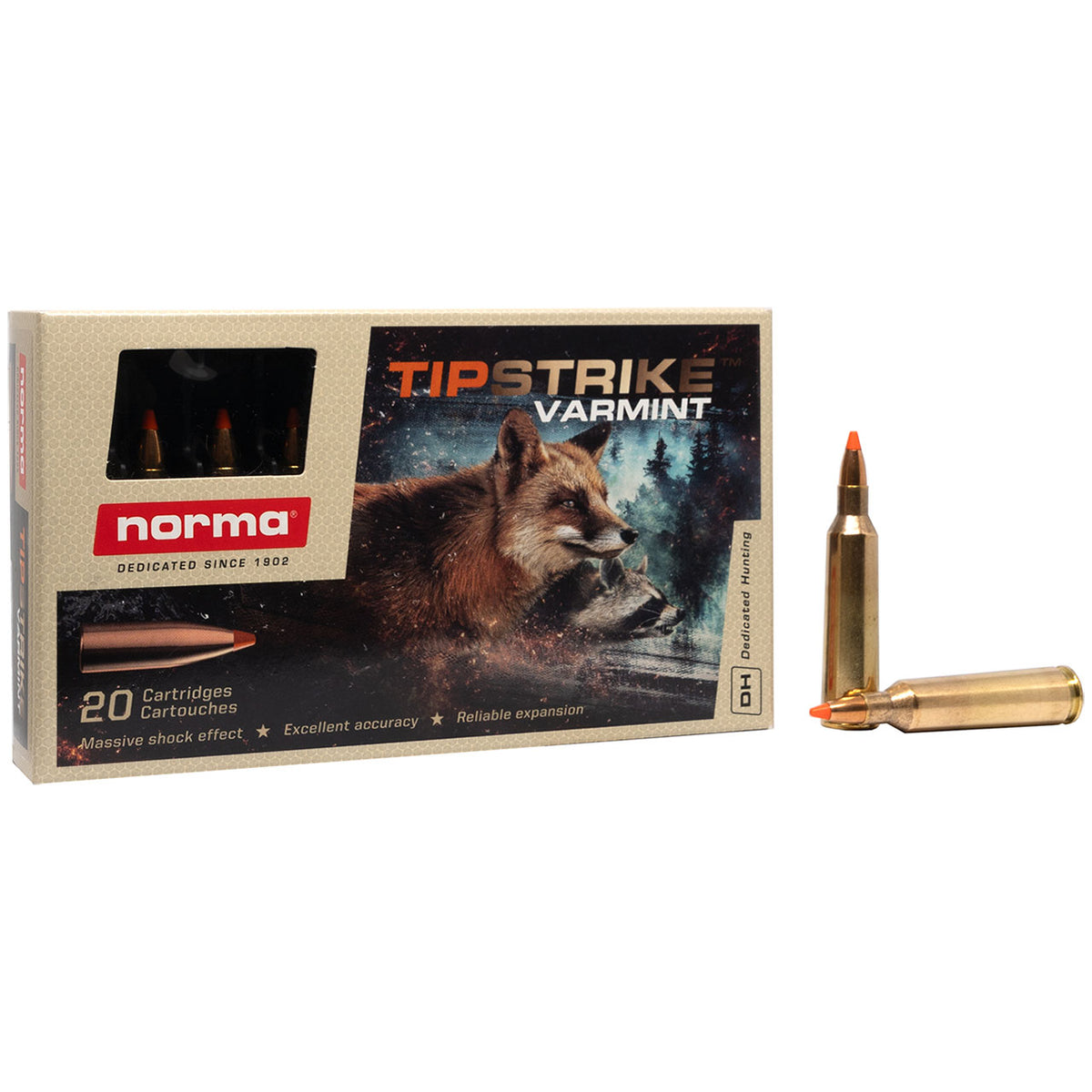 Norma - 22-250 - Tipstrike Varmint - 3,6g/55gr - 20/ask