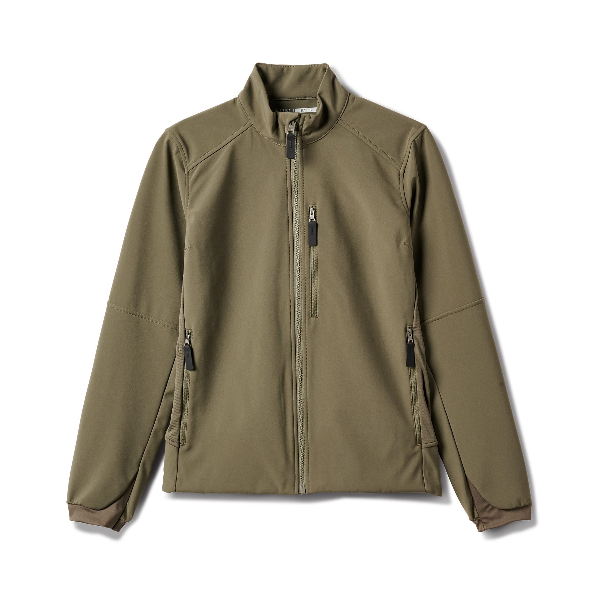 5.11 Women's Duty Softshell Jacket i Ranger Green, damjacka med fickor med dragkedja och stretchpaneler
