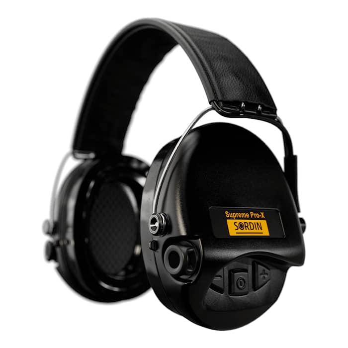Sordin - Supreme Pro-X H2 LED Headband - Black Cups with Leather Black - Gel
