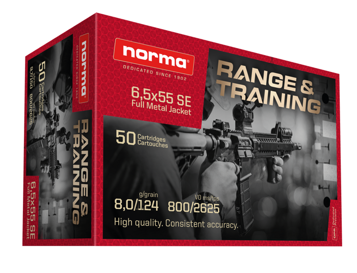 Norma 6,5x55 Range & Training – 50-pack FMJ träningsammunition