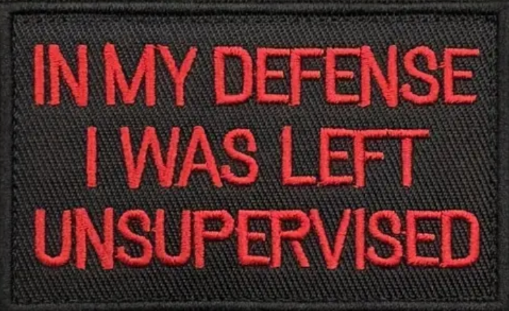 In my defense I was left unsupervised - Svart/Röd - Patch