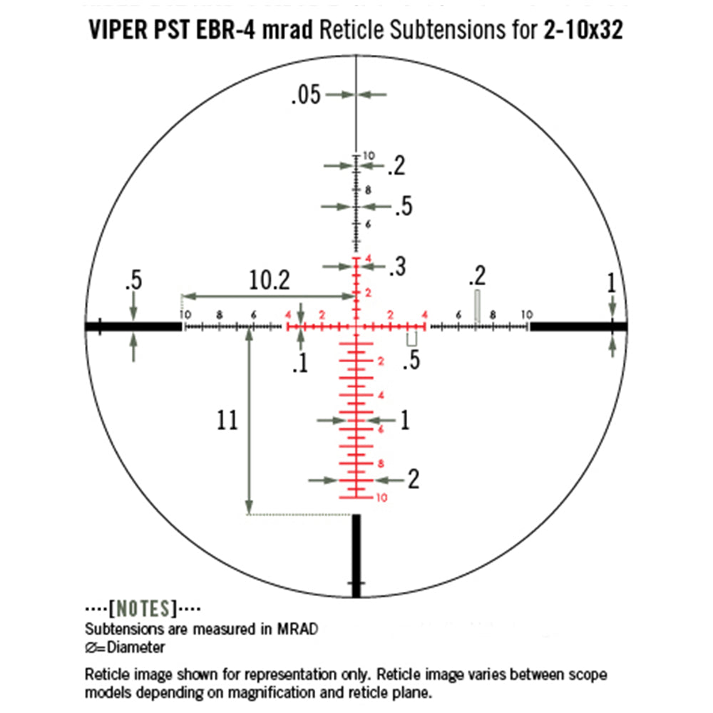 Vortex - Viper PST Gen 2 - 2-10x32 FFP - riktm. EBR-4 - MRAD