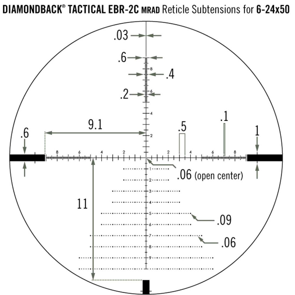 Vortex Diamondback Tactical 6-24x50 FFP kikarsikte med EBR-2C MRAD-riktmedel
