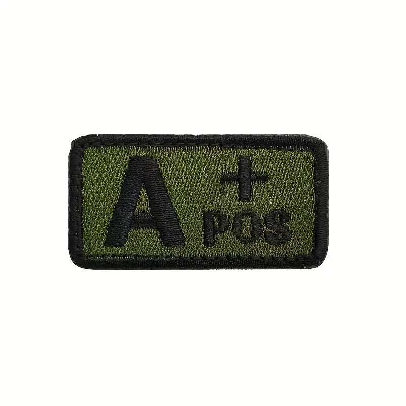 Blodgrupp - A + Pos - Grön - Svart - Patch