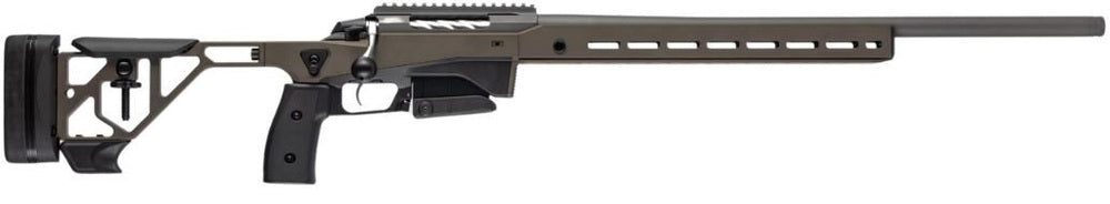 Tikka T3x ACE Target med justerbar kolv, 10-skotts Magasin och 23,7″ heavy barrel i Cerakote Midnight Bronze.