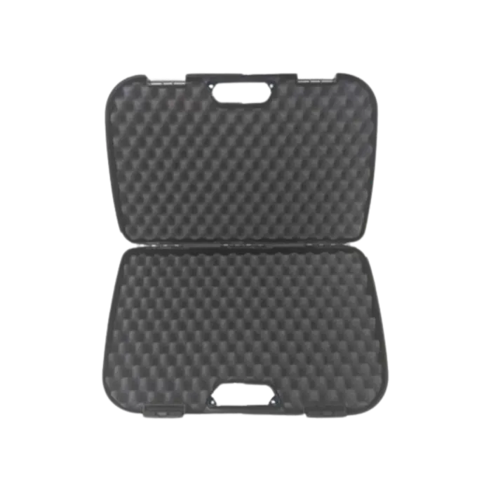 Svart polymer hard case för Beretta PMX med vit Beretta-logga och grå vågformig skuminredning.