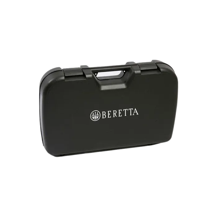 Svart polymer hard case för Beretta PMX med vit Beretta-logga och grå vågformig skuminredning.