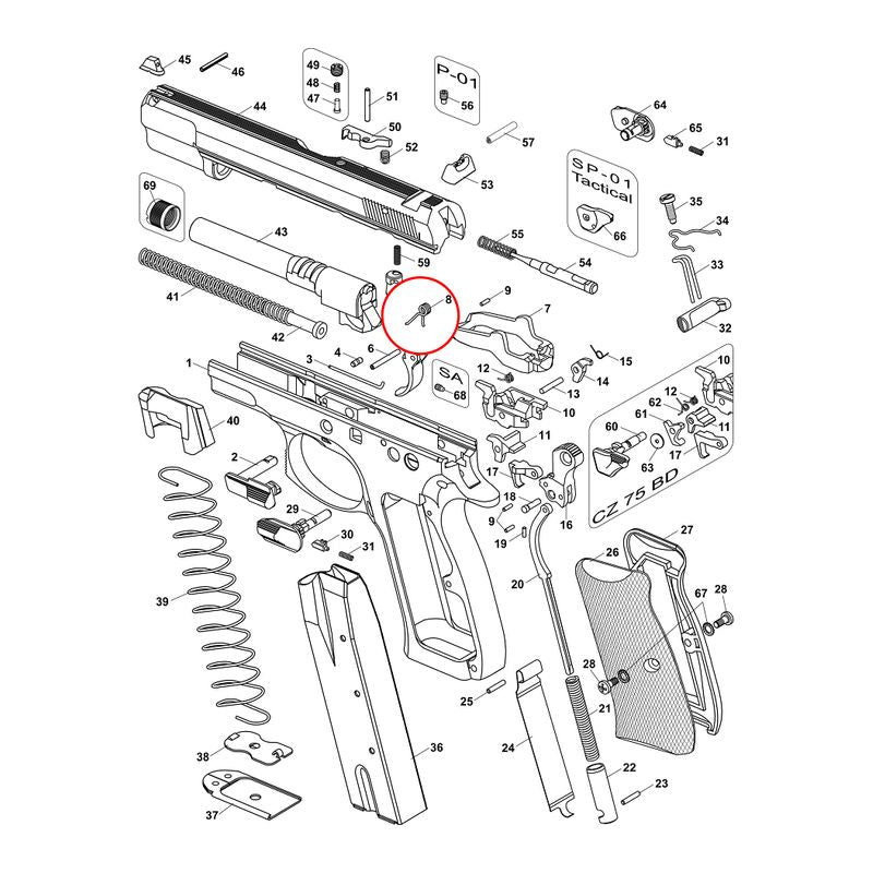 CZ - CZ 75/85/SP-01/Shadow 2 - Trigger spring - #8