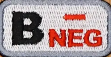 Blodgrupp B- Neg – Vit/Svart/Röd – Patch