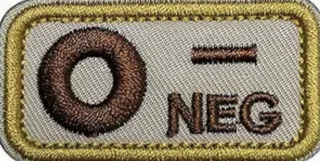 Blodgrupp - 0 - Neg - Beige- Brun - Patch