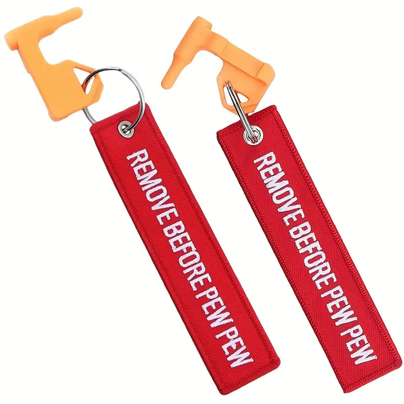 Safety flag - Säkerhetspropp - Remove before pew pew - Röd