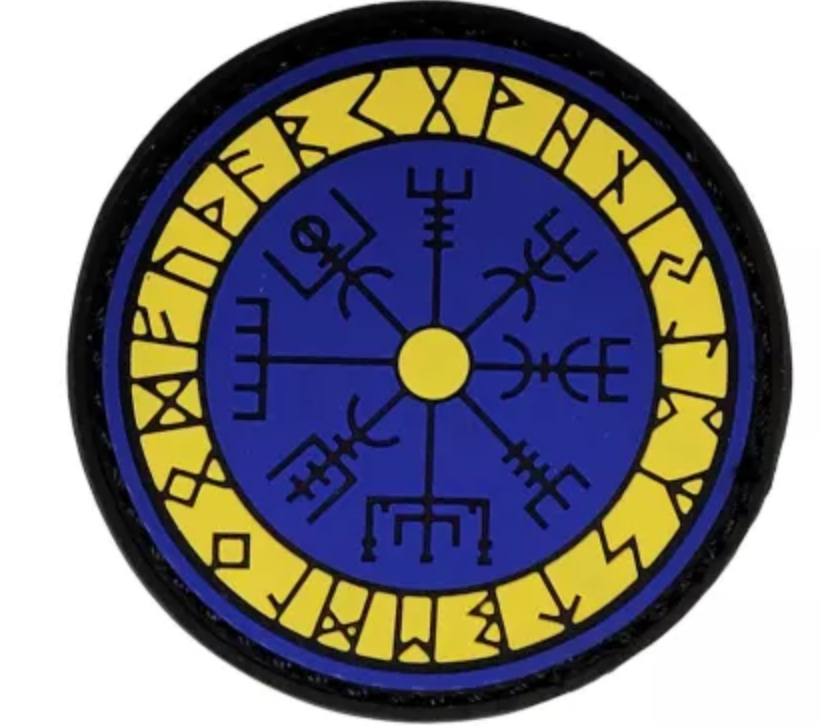 3D Patch - Runsköld Vegvisir - Gul/Blå - PVC