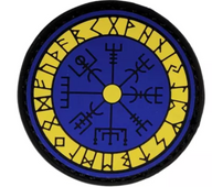 3D Patch - Runsköld Vegvisir - Gul/Blå - PVC