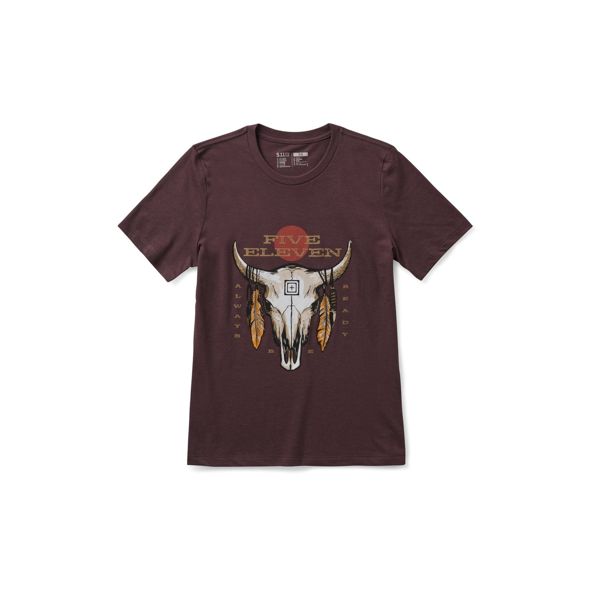 5.11 Women's Cattle Skull S/S Tee i Raisin, kortärmad dam-T-shirt med cattle skull-motiv