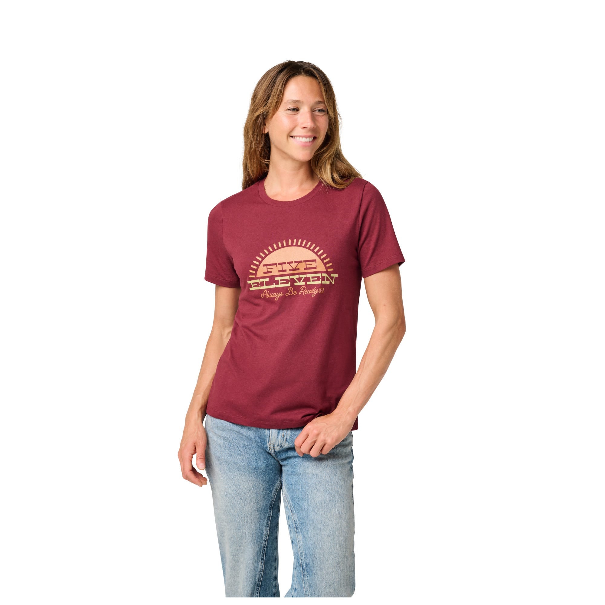 5.11 Women's Shooters Sunset kortärmad T-shirt i Burgundy