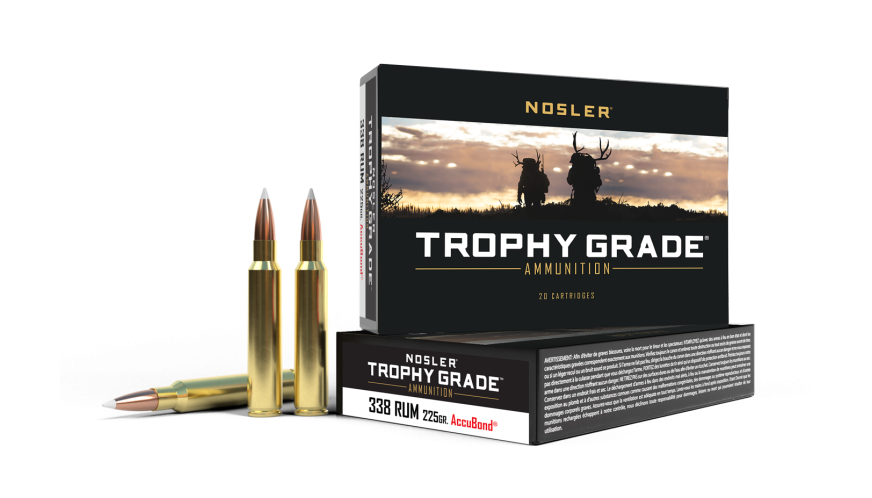 Nosler - Trophy Grade Ammunition - 338 RUM - 225g - AB SP - 20/ask