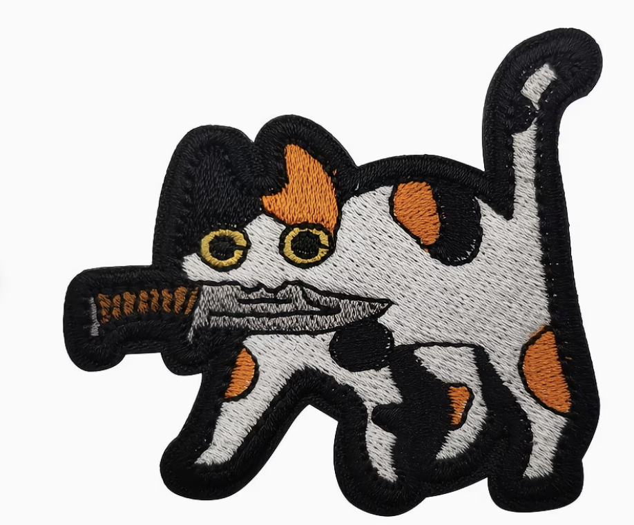 Cat - Knife - White/Brown/Black - Patch