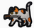 Cat - Knife - White/Brown/Black - Patch