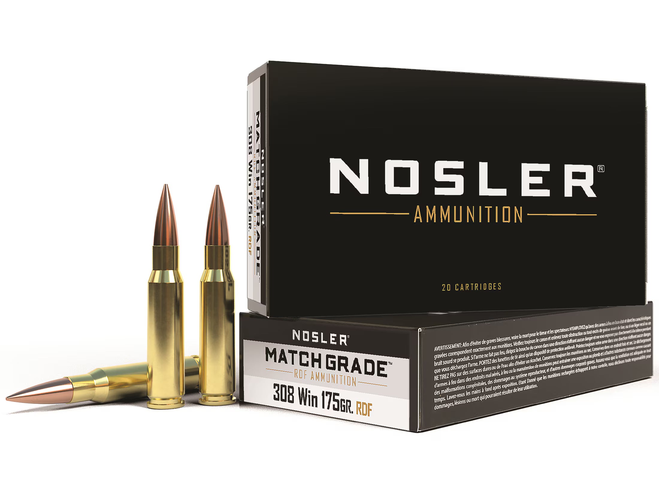 Nosler - Match Grade Ammunition - 308 Win - 175g - RDF HPBT - 20/ask