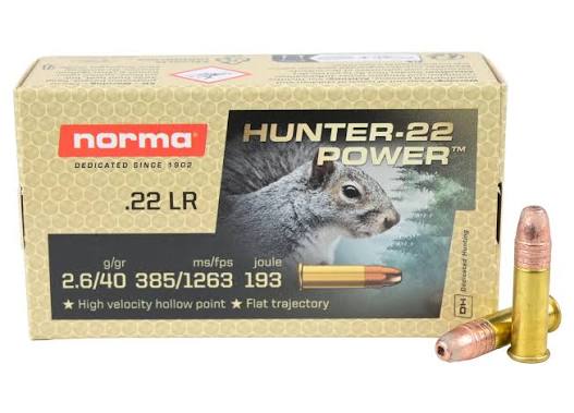 Norma - 22lr - Hunter-22 Power - 2,6g/40gr - 50/ask