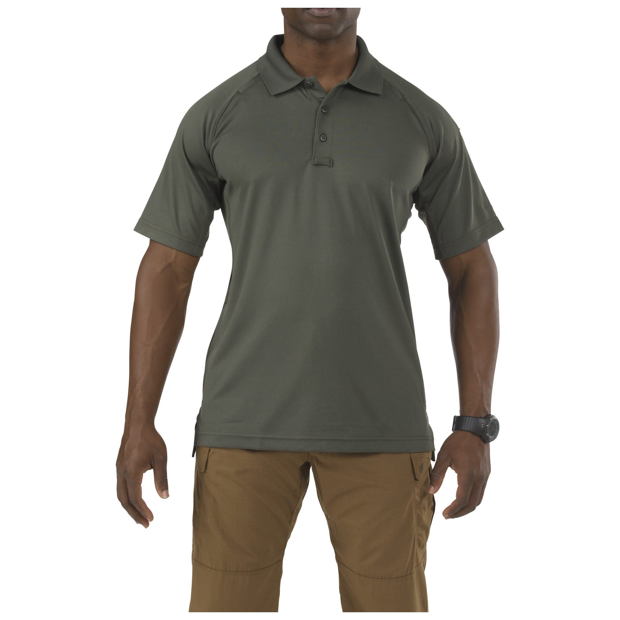 5.11 Tactical Performance Short Sleeve Polo i TDU Green, kortärmad pikétröja i Tall-modell