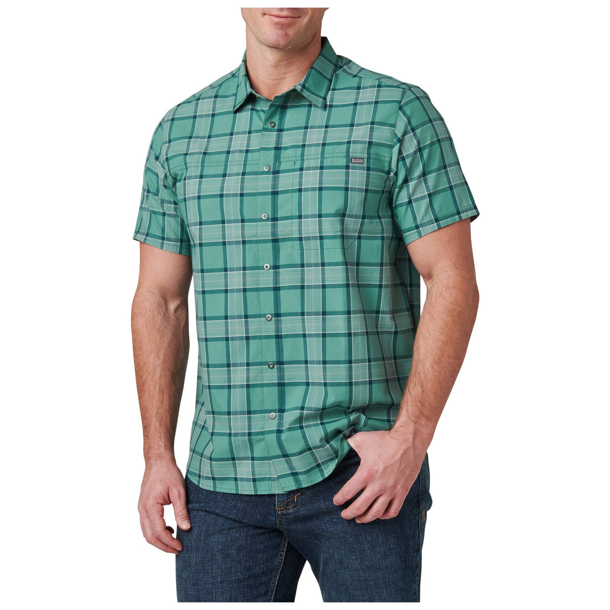 5.11 Wyatt Short Sleeve Plaid Shirt i Dp Sea Plaid