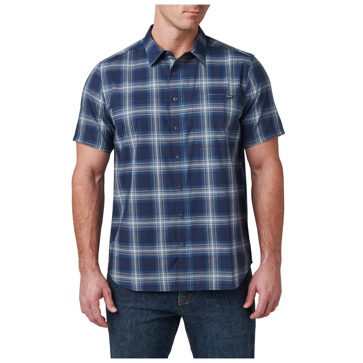 5.11 Wyatt Short Sleeve Plaid Shirt i Pac Nvy Pld2