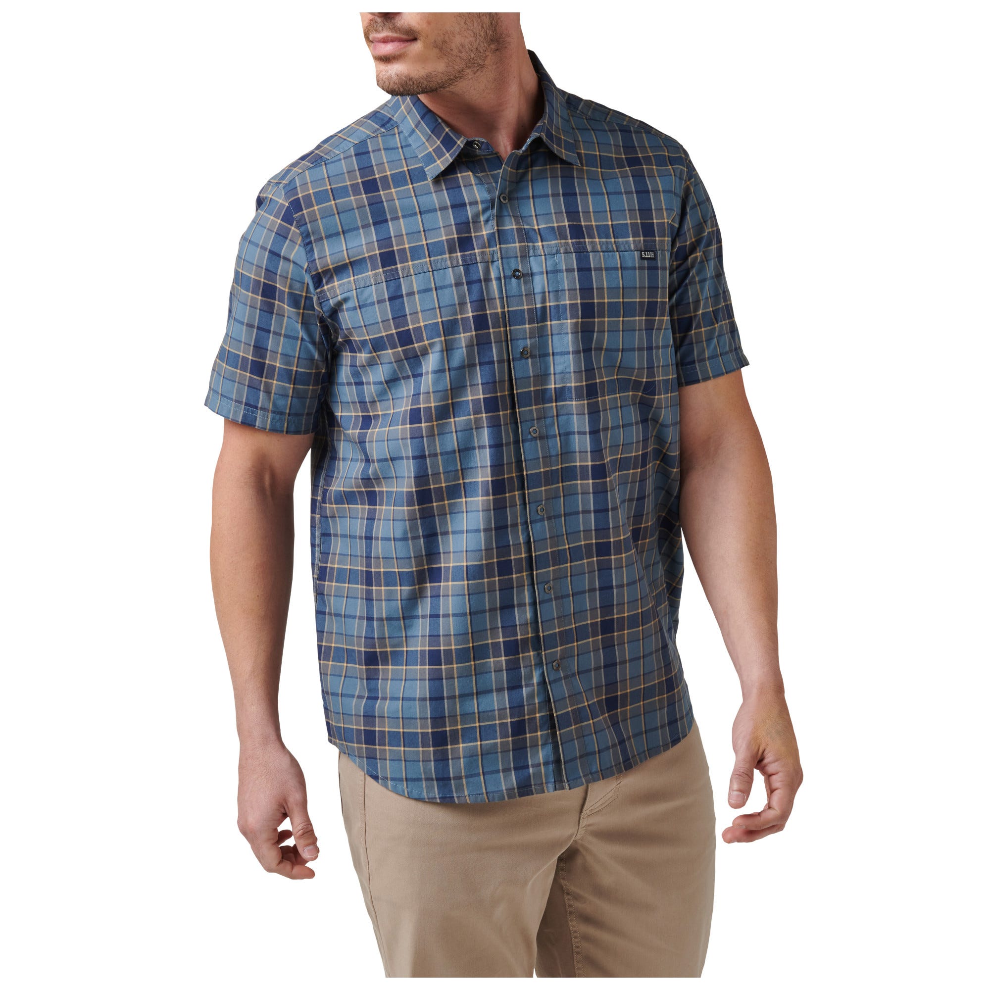 5.11 Wyatt Short Sleeve Plaid Shirt i Blue Plaid