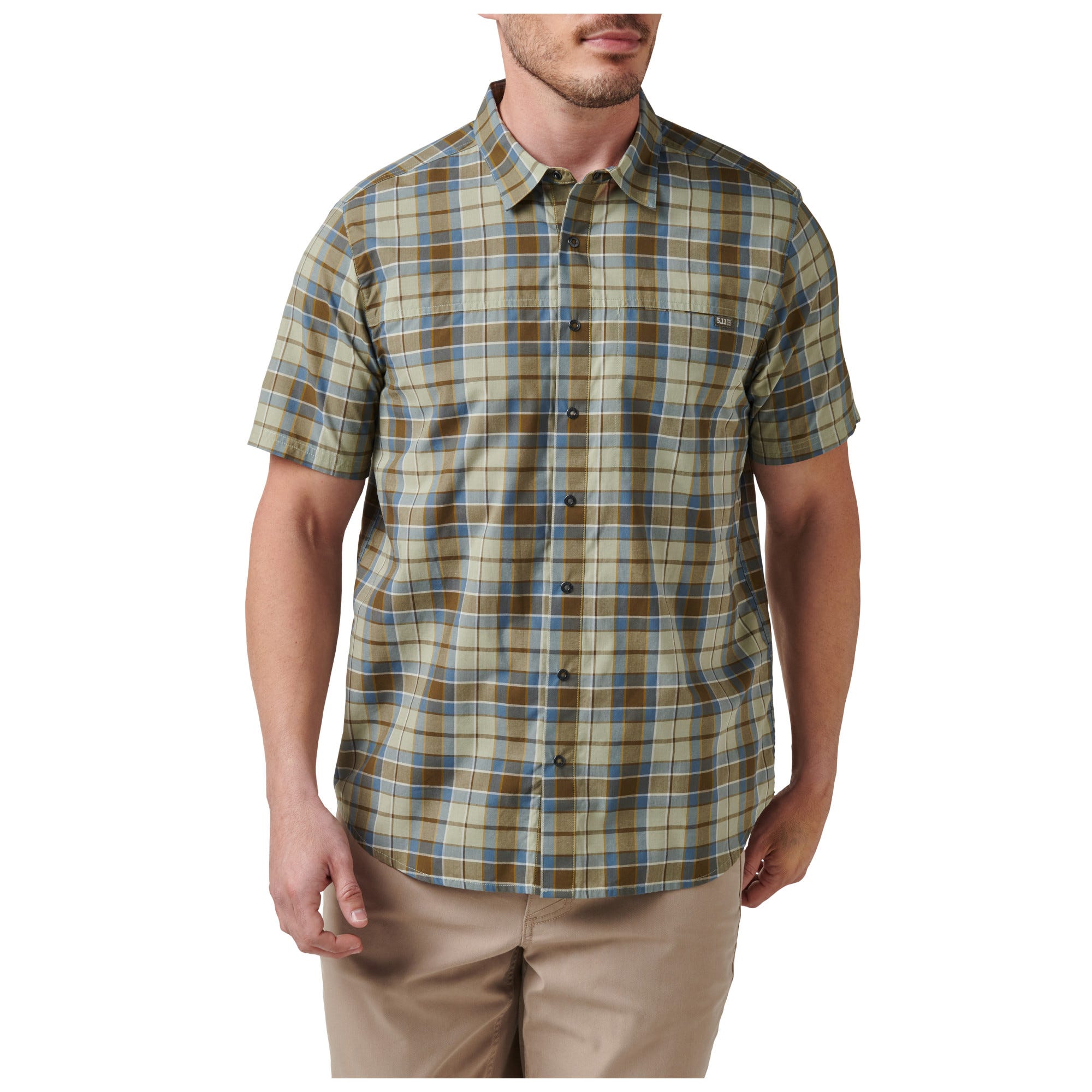 5.11 Wyatt Short Sleeve Plaid Shirt i Fld Grn Pld