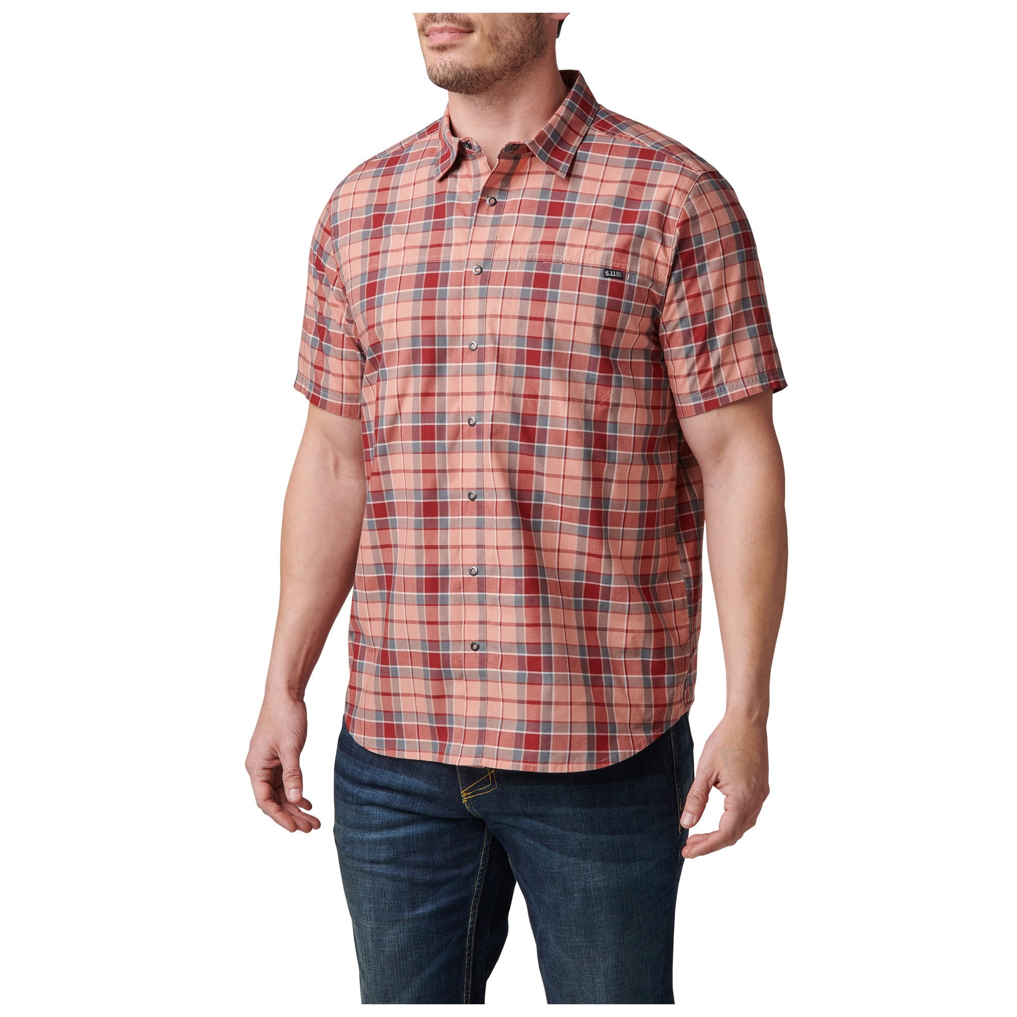 5.11 Wyatt Short Sleeve Plaid Shirt i Crdvn Rd Pld