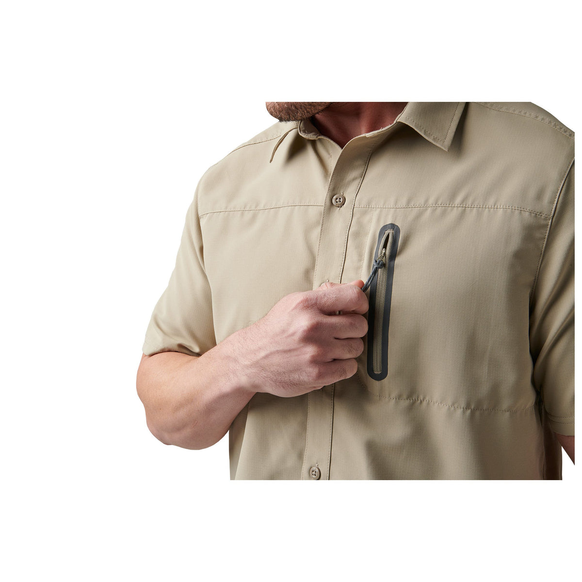 5.11 Marksman Utility kortärmad skjorta i Volcanic med bröstficka med dragkedja