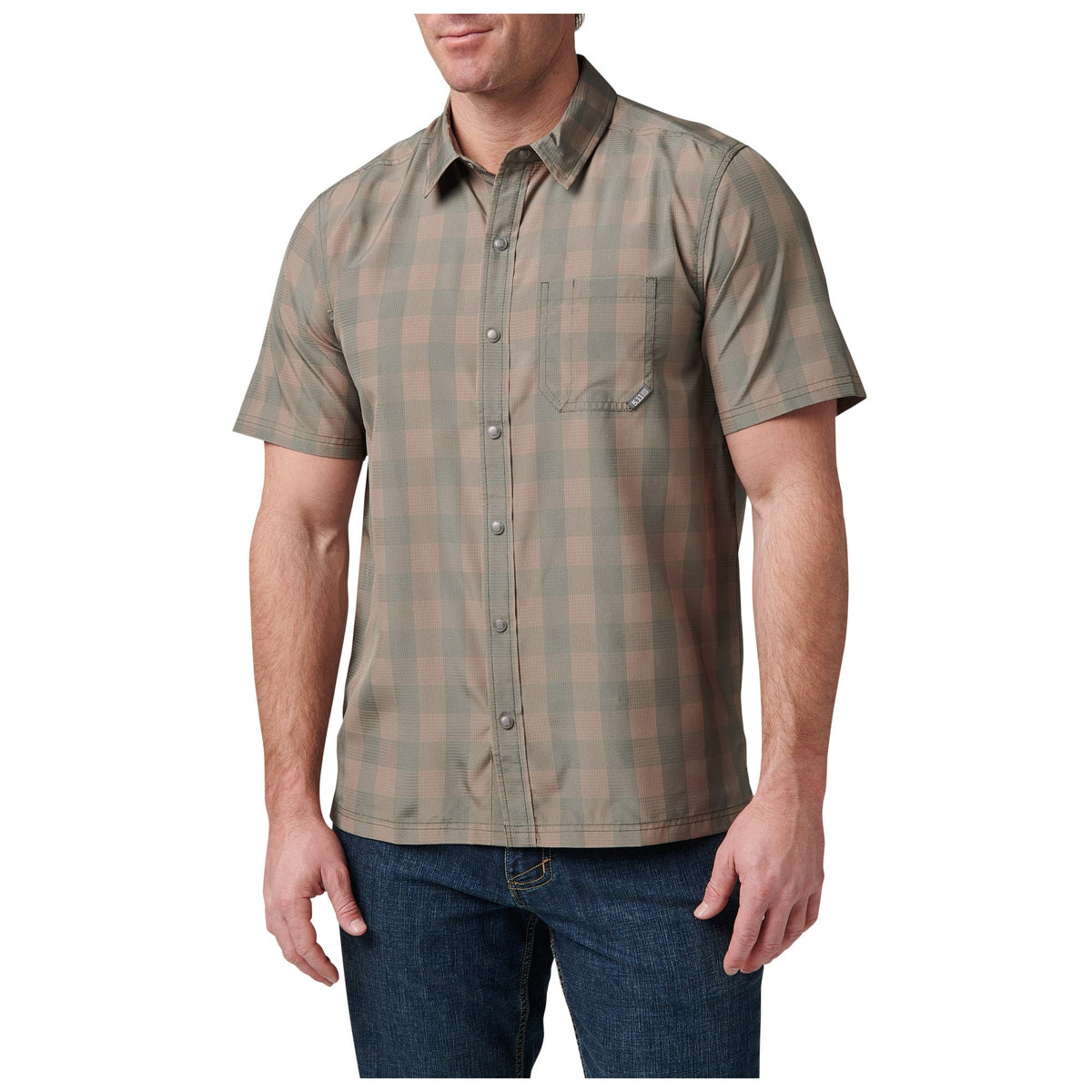 5.11 Nate Short Sleeve Shirt kortärmad skjorta i Tank Green Plaid