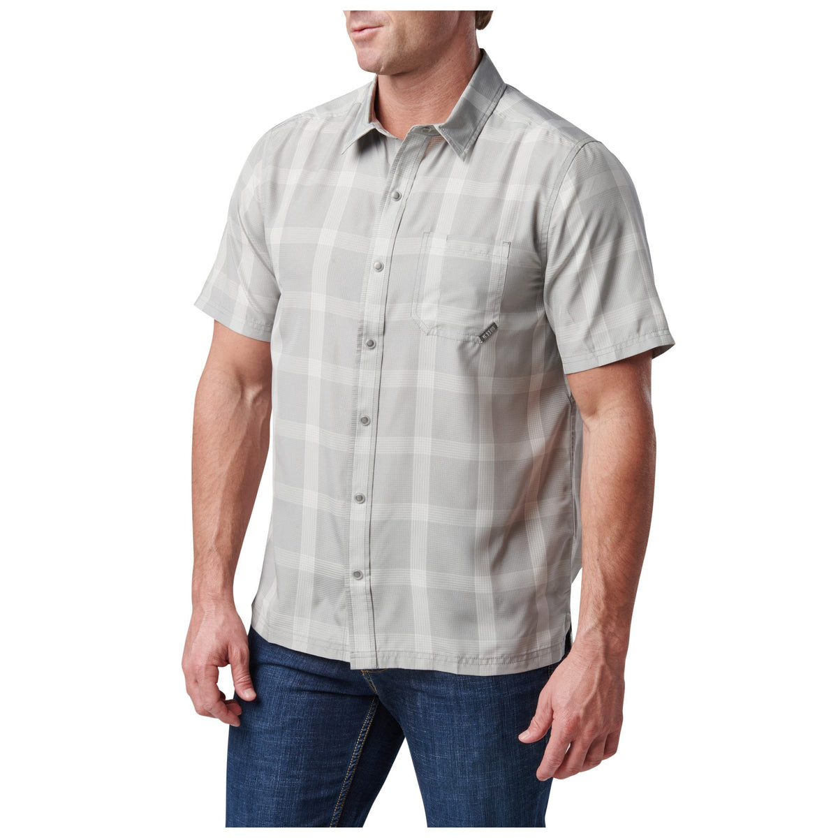 5.11 Nate Short Sleeve Shirt kortärmad skjorta i Titan Grey Plaid
