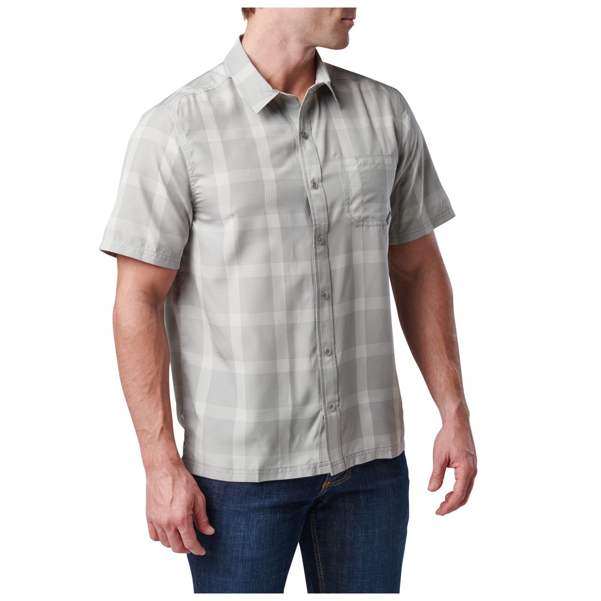 5.11 Nate Short Sleeve Shirt kortärmad skjorta i Titan Grey Plaid