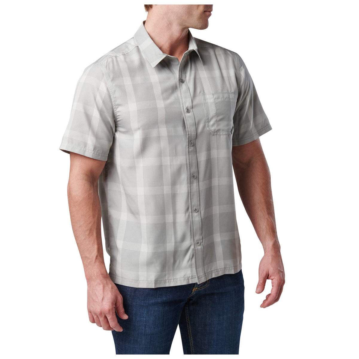 5.11 Nate Short Sleeve Shirt kortärmad skjorta i Titan Grey Plaid