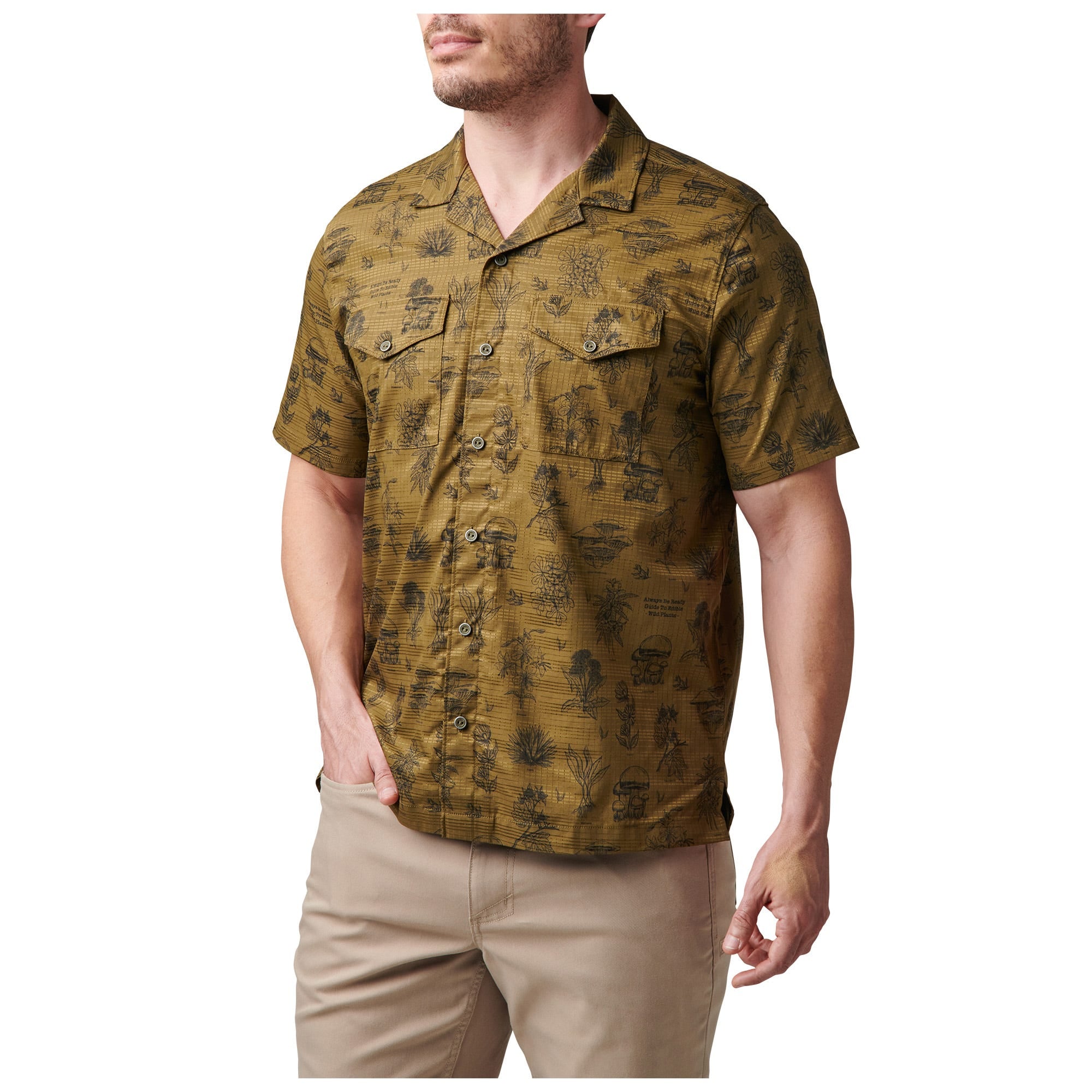 5.11 Vay-Camo kortärmad skjorta Field Green med bröstfickor