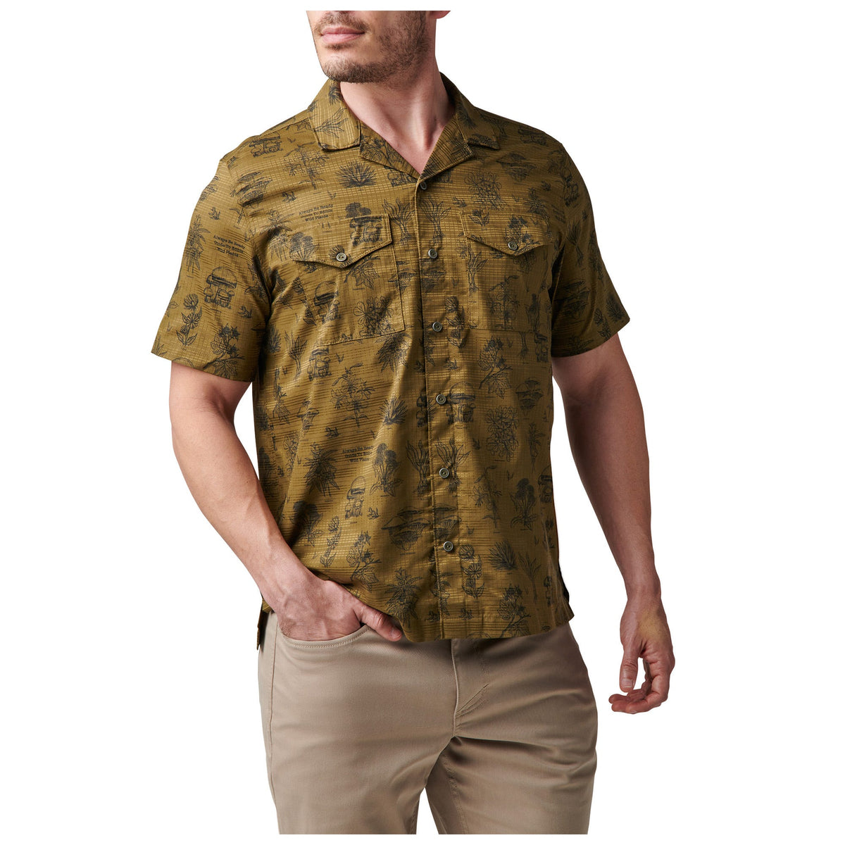 5.11 Vay-Camo kortärmad skjorta Field Green med bröstfickor