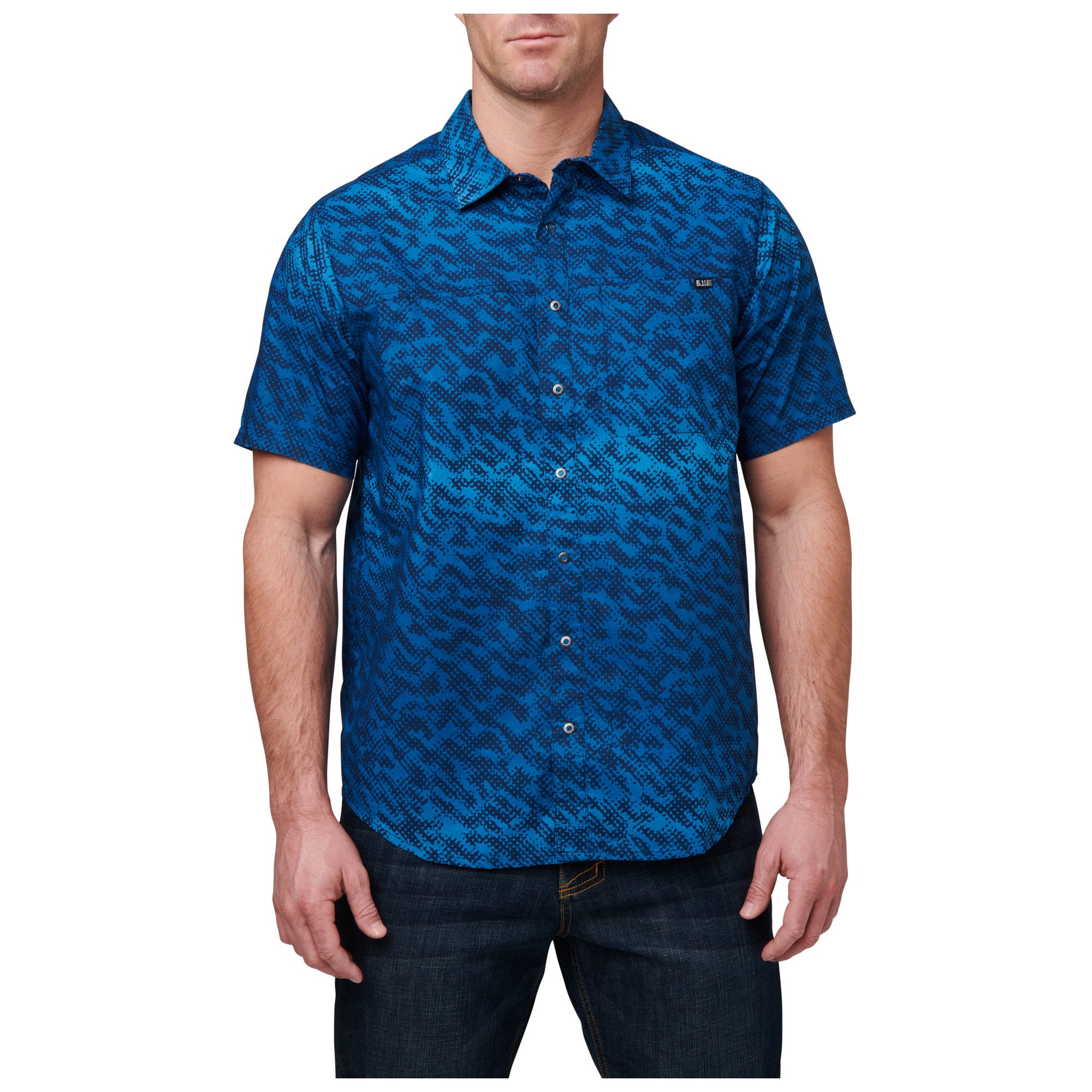 5.11 Wyatt Trout Short Sleeve Shirt i Pacific Navy Camo