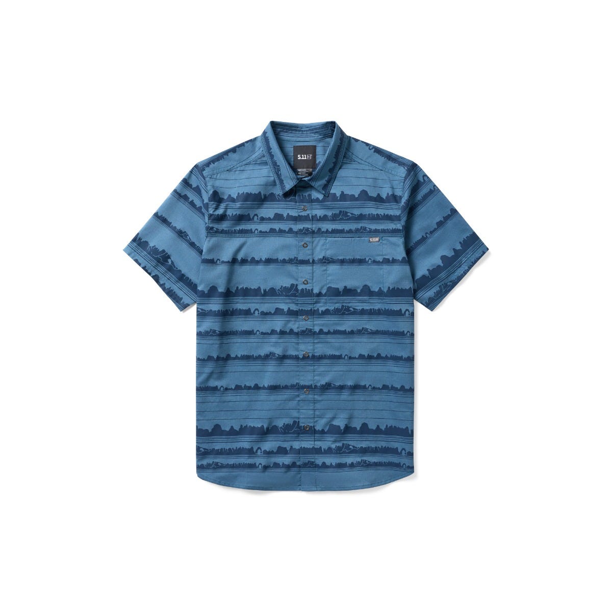 5.11 Wyatt Print Short Sleeve Shirt i Fts Bl Mb St, kortärmad skjorta med krage och bröstficka