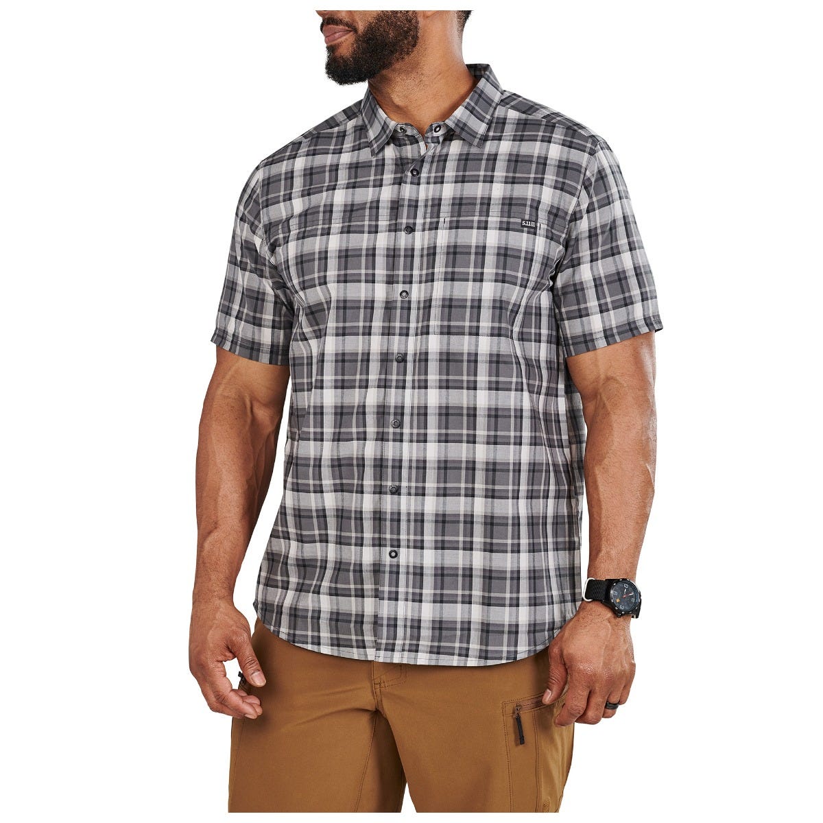 5.11 Wyatt Short Sleeve Plaid Shirt i Volcanic Pld
