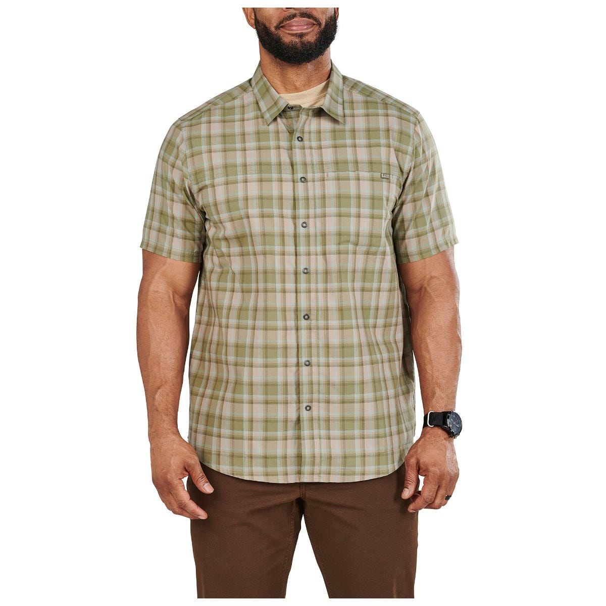 5.11 Wyatt Short Sleeve Plaid Shirt i Tank Grn Pld