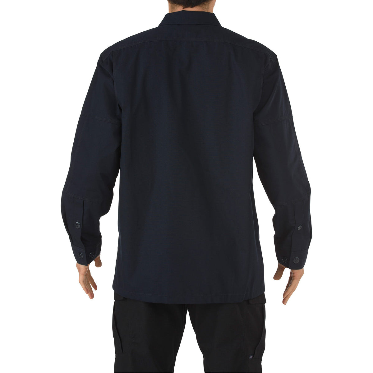 5.11 TDU Long Sleeve Shirt, långärmad taktisk skjorta i Dark Navy med fickor och förstärkta armbågar.