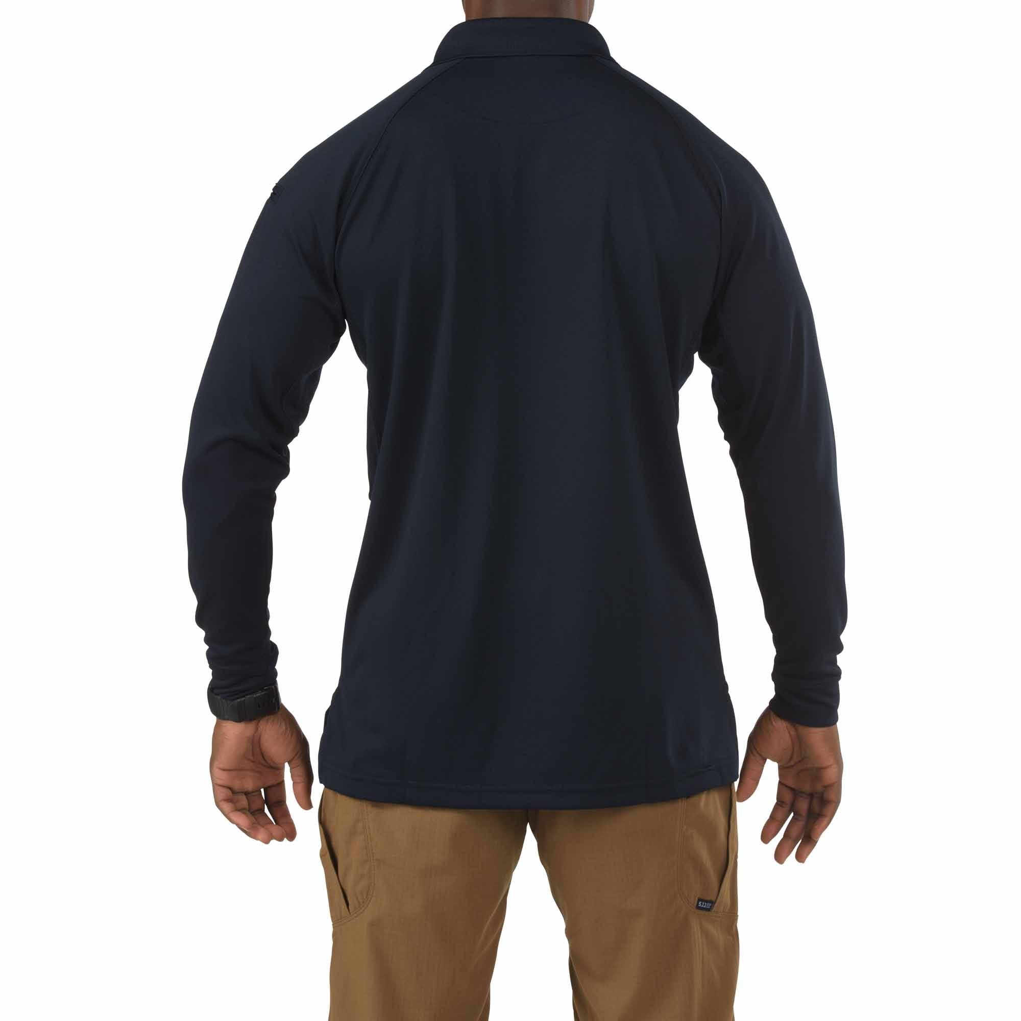 5.11 Tactical Performance Long Sleeve Polo i Dark Navy, långärmad pikétröja