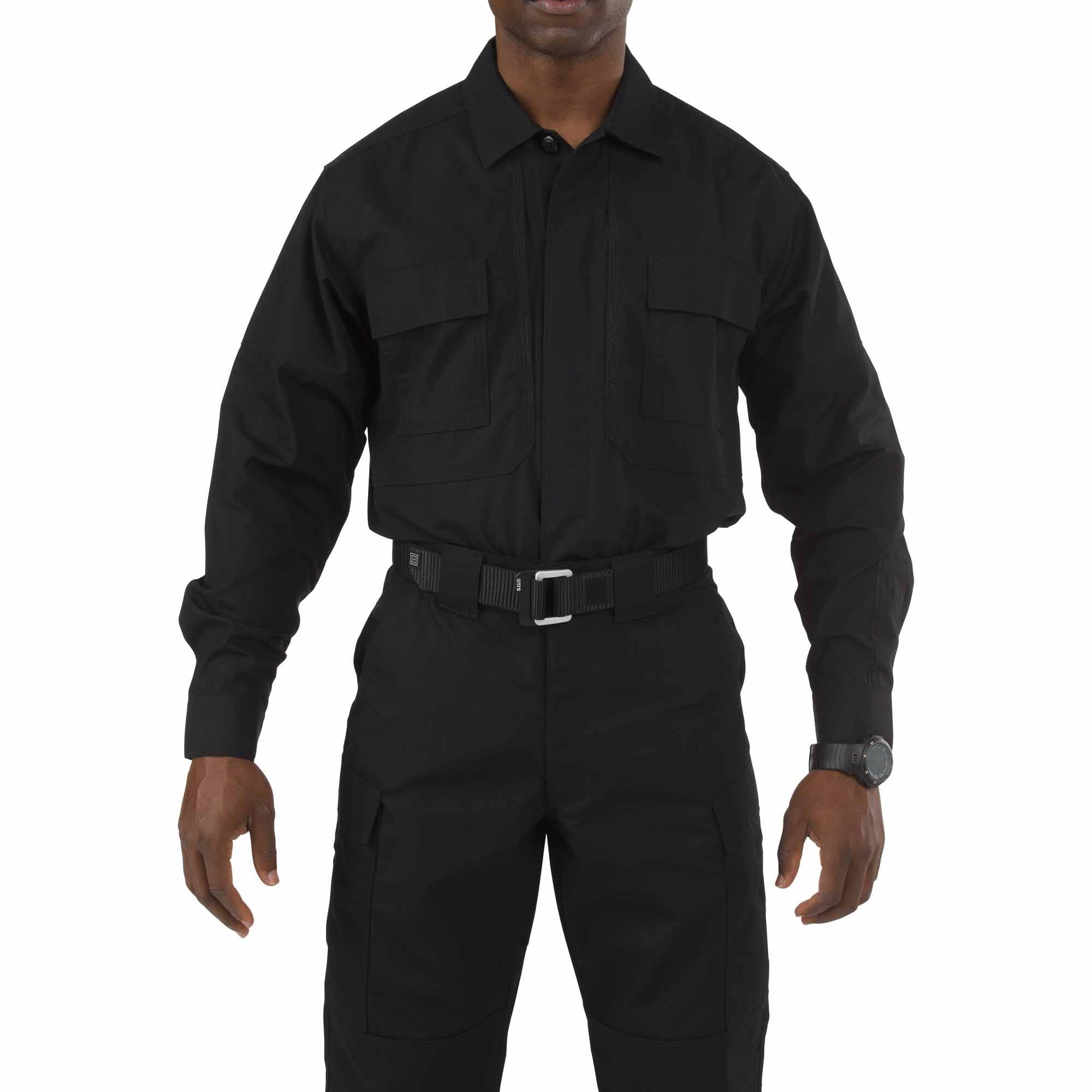 5.11 Taclite TDU långärmad skjorta i Black med praktiska fickor.