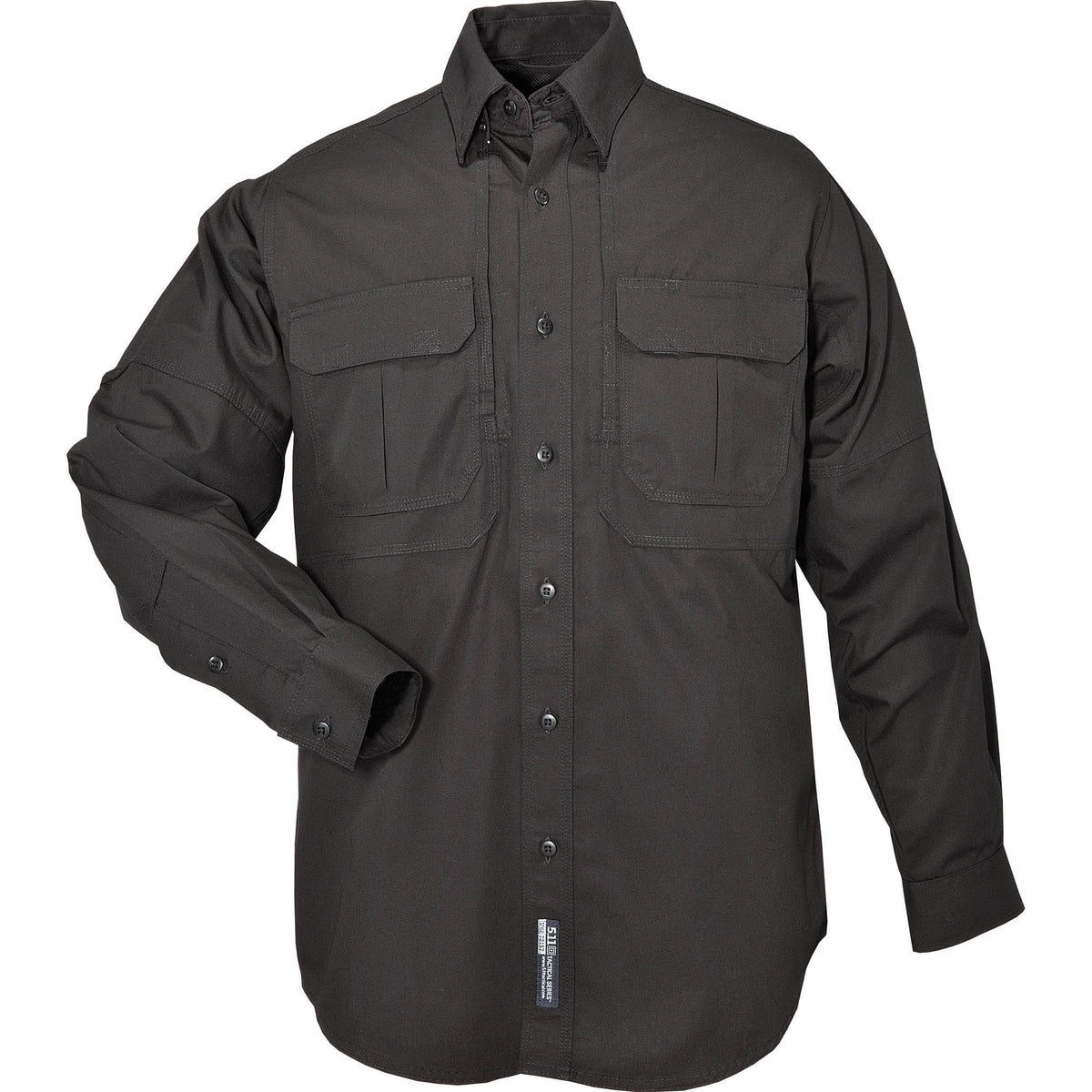 5.11 The Original Long Sleeve Shirt i Black, långärmad skjorta med fickor och justerbara manschetter