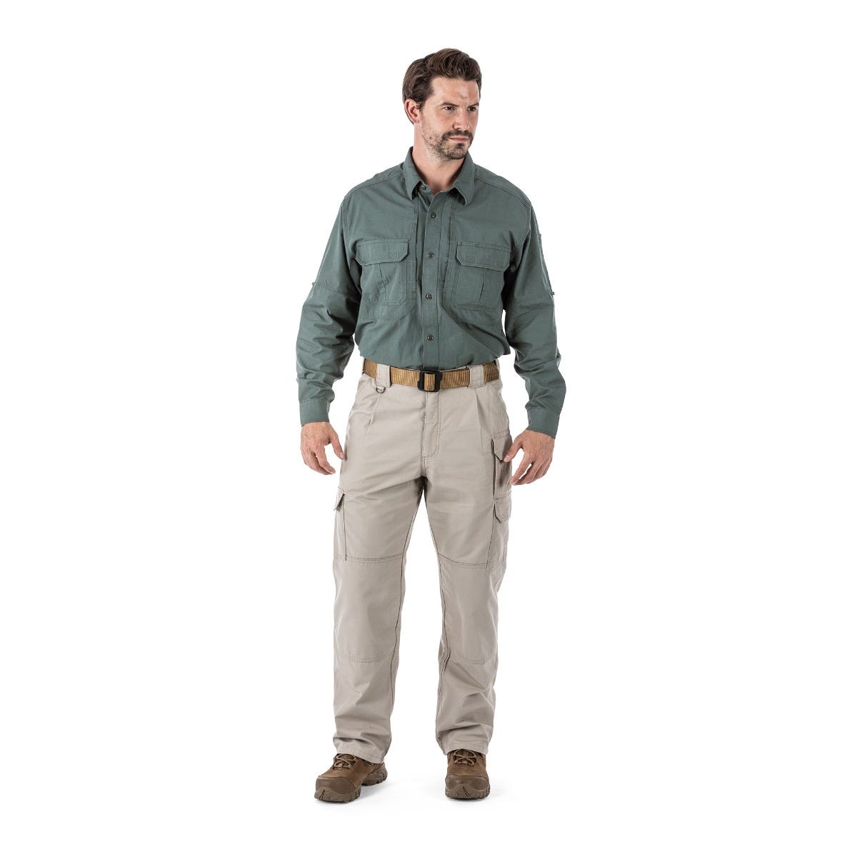 5.11 The Original Long Sleeve Shirt i OD Green, långärmad skjorta med fickor och justerbara manschetter
