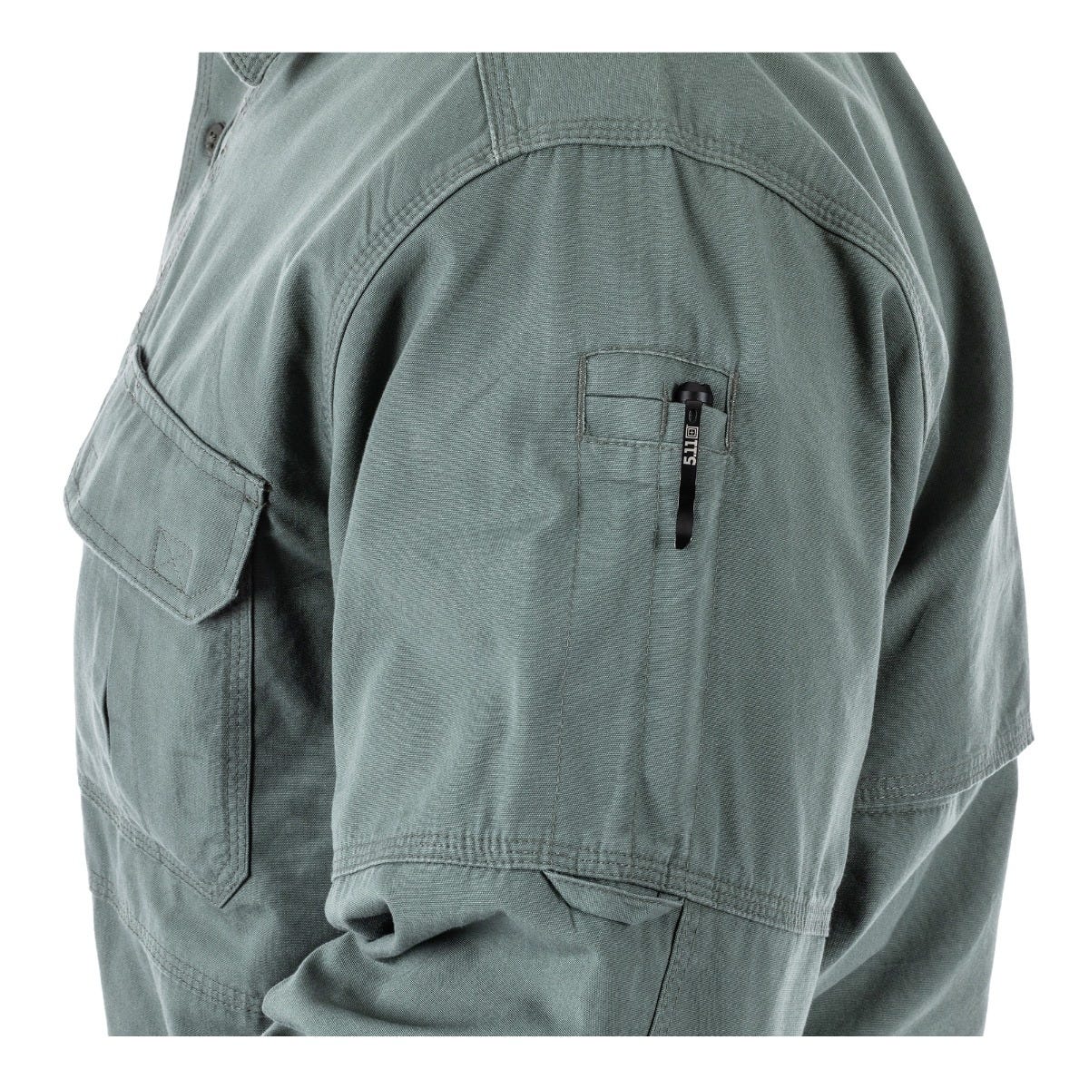 5.11 The Original Long Sleeve Shirt i OD Green, långärmad skjorta med fickor och justerbara manschetter