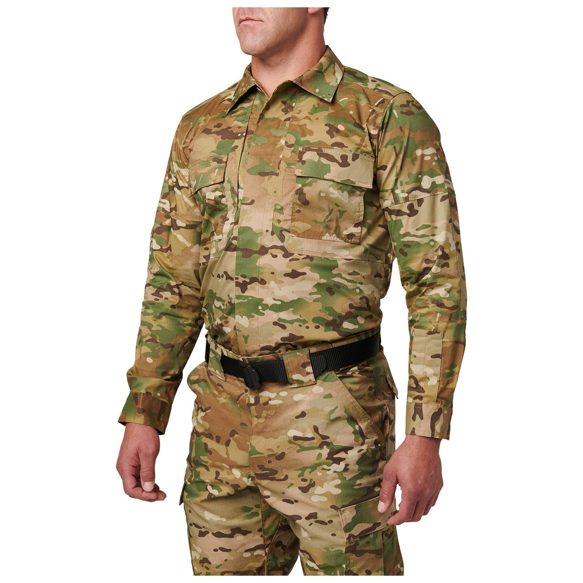 5.11 Flex-Tac TDU långärmad uniformsskjorta i MultiCam® med bröstfickor och täckt knäppning