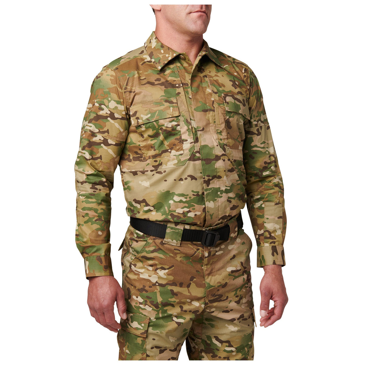 5.11 Flex-Tac TDU långärmad uniformsskjorta i MultiCam® med bröstfickor och täckt knäppning